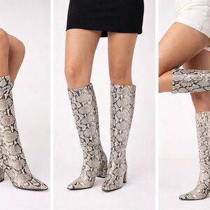 New Women's Snake Print Knee-High Boots